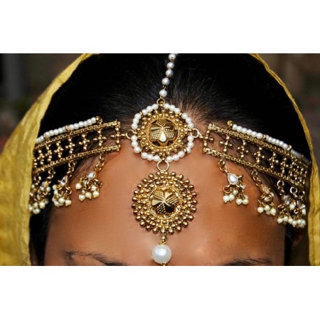 Antique Pearl Round Gold  Matha Patti